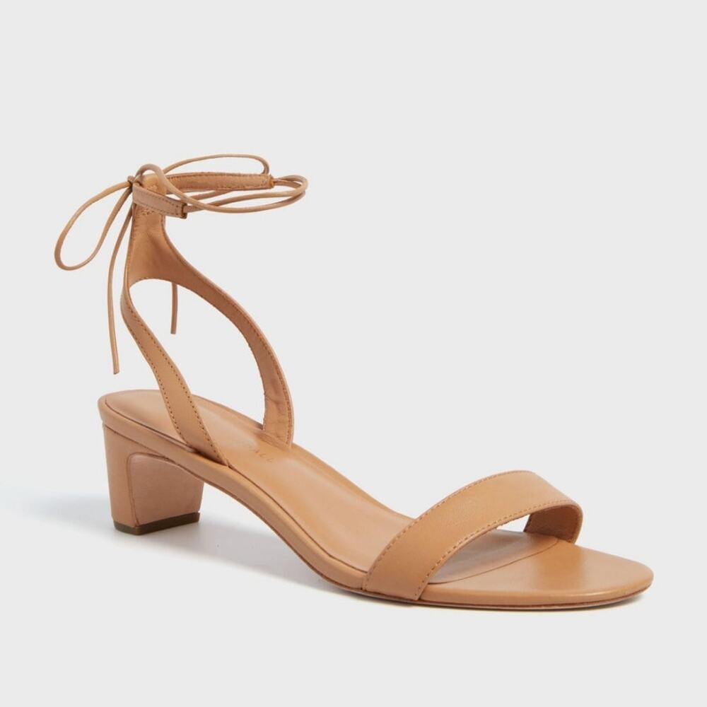 Loeffler Randall Jackie Nude Leather Ankle Strap Sandals Heels Size 9.5